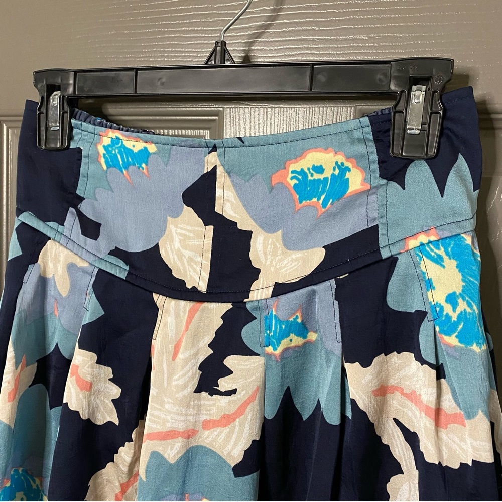 FREE PEOPLE Vtg. Skirt Floral Boho Mini Small Blue White Pink - Picture 3 of 9